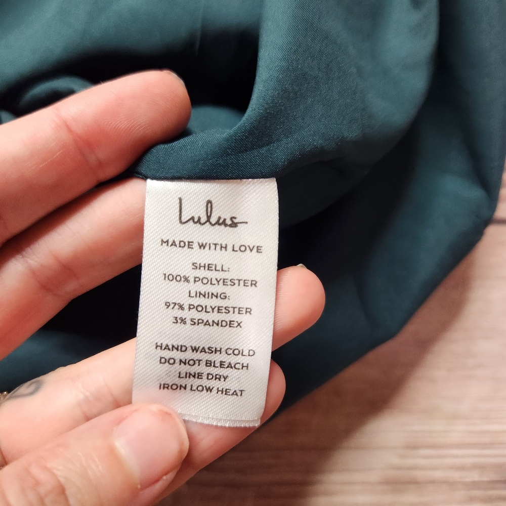 Lulus Hot Night Out Teal Green Satin Surplice Faux-Wrap Dress - Picture 6 of 7
